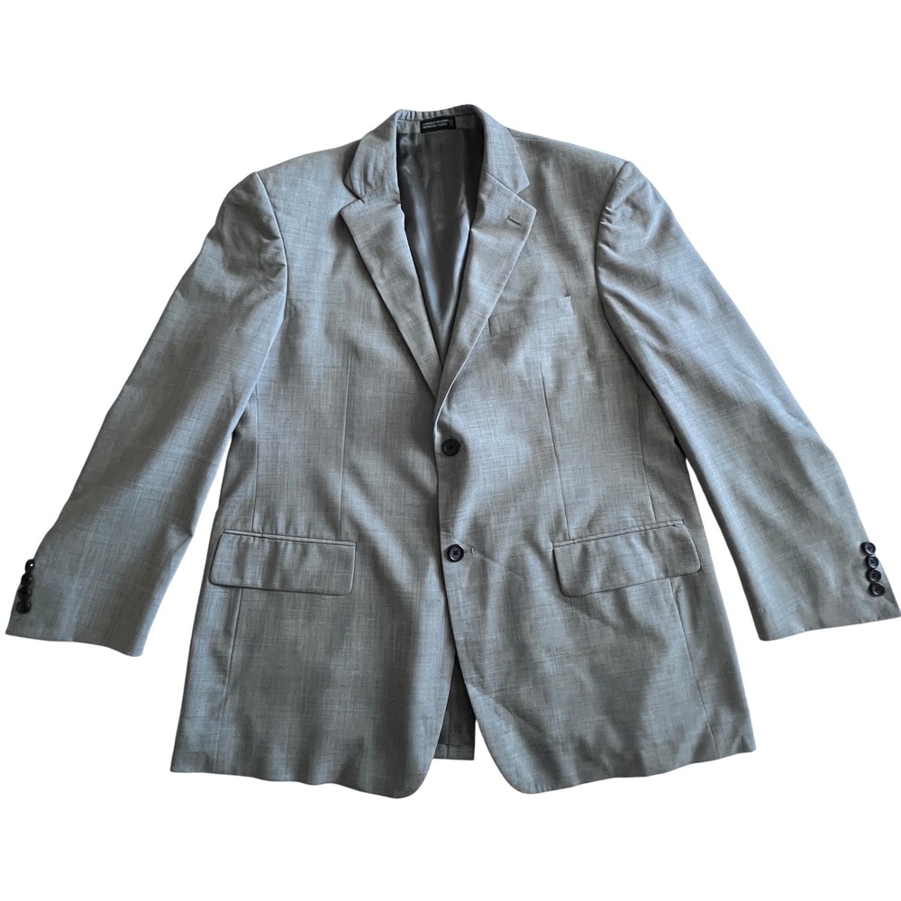 Nautica Sport Coat 44R Gray 100% Wool 2 Button Blazer Jacket Career Church Event